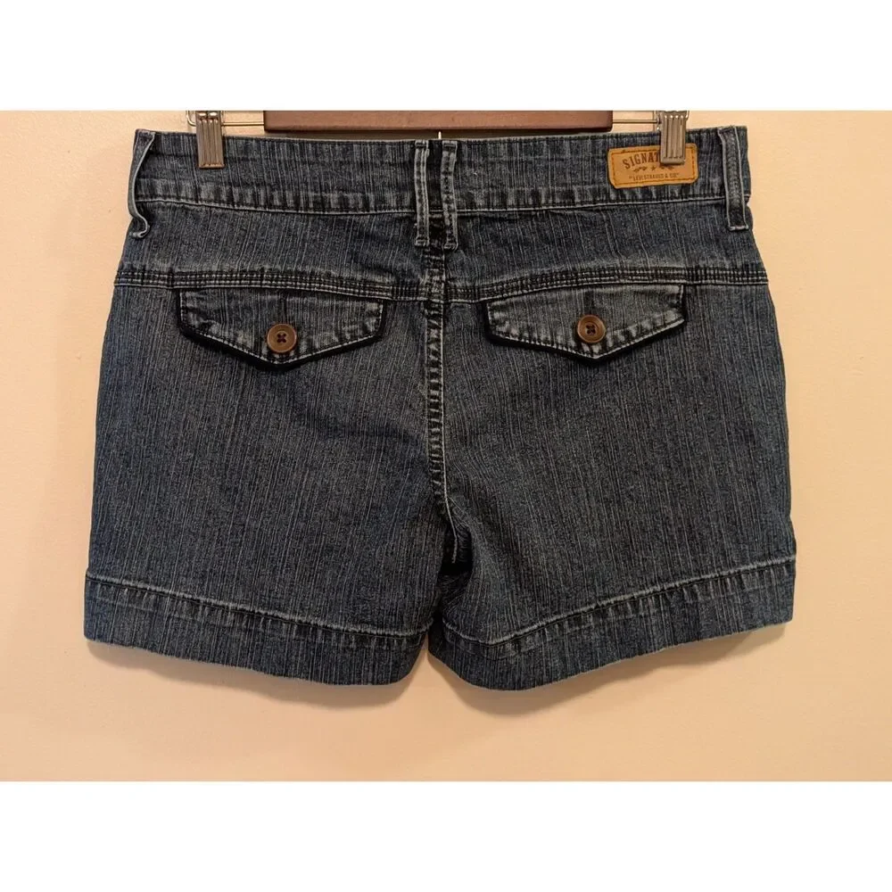 Signature Levi Strauss Wide Hem Denim Trouser Shorts Flap Pockets - Size 8
